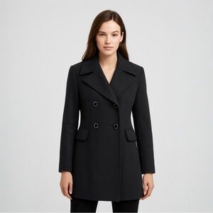 Betsey Johnson Wool Longline Coat In Dark Grey Size 8